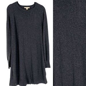 Michael Kors Charcoal Grey 100% Cashmere Long Sleeve Crew Sweater Dress Medium